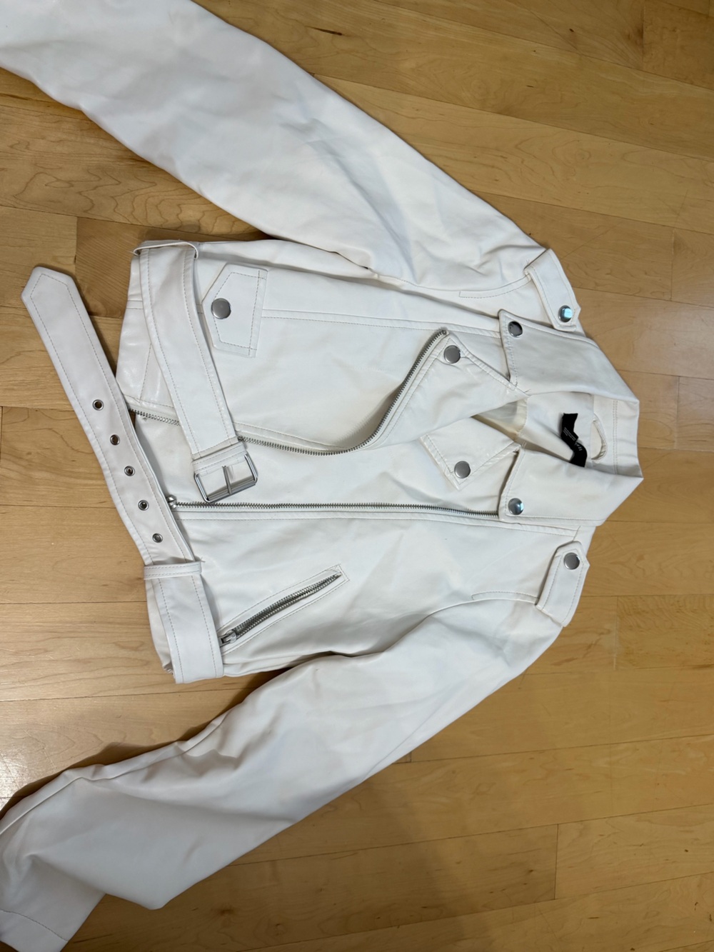 Forever 21 White Faux Leather Moto Jacket